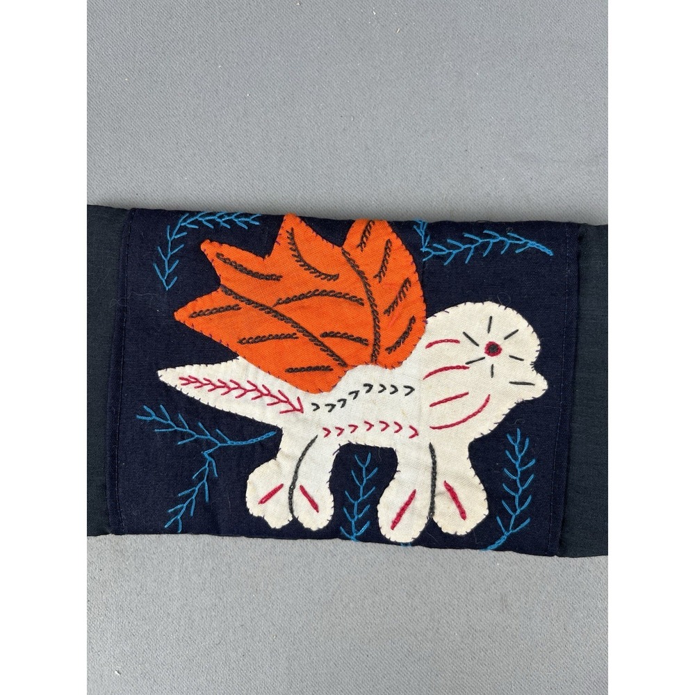 Vintage Kuna Mola Textile Pouch Bird Panama Folk Art Phone Glasses Pocket - Picture 11 of 11